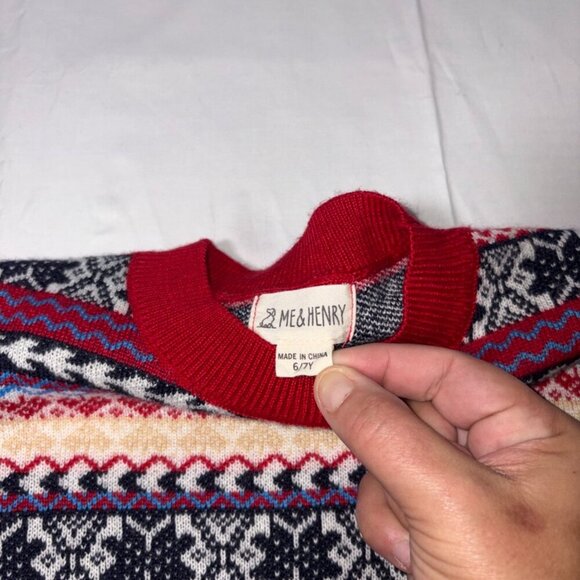 NWOT Me & Henry Kids' Christmas Holiday Winter Sweater Crew Neck Not Itchy! 6/7Y - Picture 4 of 9